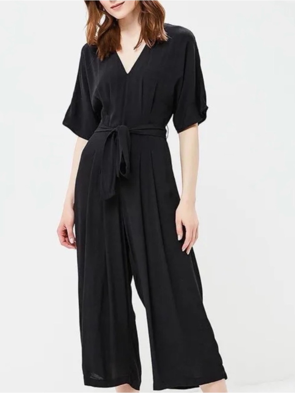 Gap Short Sleeve Vneck Jumpsuit Size 2 Black